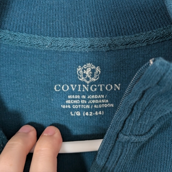 Covington Cozy Knit 1/4 Zip Ribbed Mock Neck Pullover 100% Cotton Sweater Size L - Picture 2 of 5